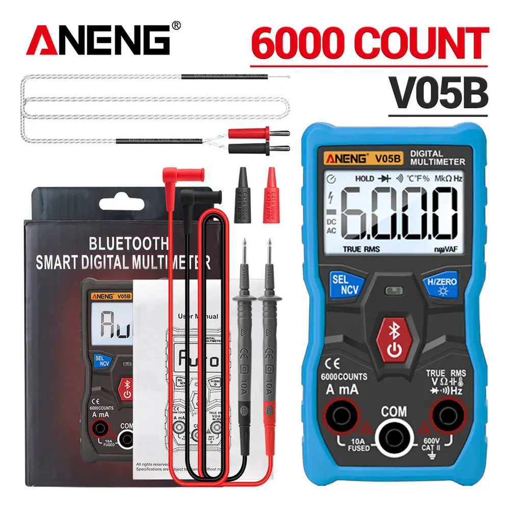 Цифровой мультиметр ANENG V05B, 6000 отсчетов, профессиональный аналоговый мультиметр, минитестеры напряжения переменного/постоянного тока, True RMS...
Цифровой мультиметр ANENG V05B, 6000 отсчетов, профессиональный аналоговый мультиметр, минитестеры напряжения переменного/постоянного тока, True RMS...