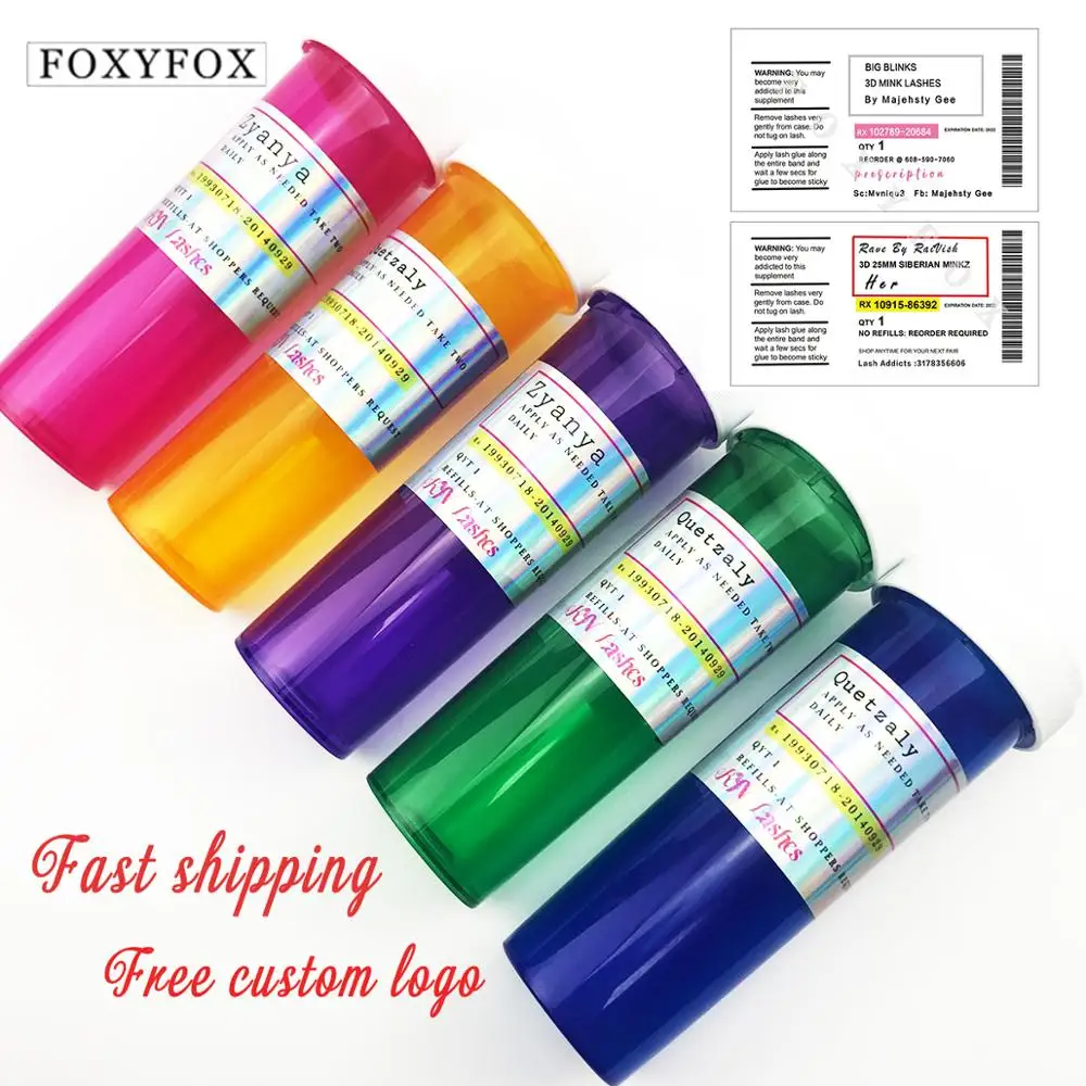FOXYFOX wholesale Custom Pill bottle Eyelash Packaging Box Custom Logo Fake 3d Mink eyelashes Boxes Free Custom lashes Label
FOXYFOX wholesale Custom Pill bottle Eyelash Packaging Box Custom Logo Fake 3d Mink eyelashes Boxes Free Custom lashes Label