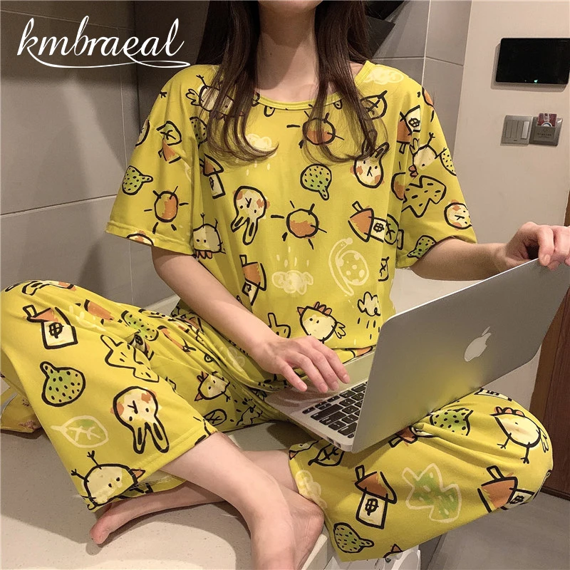 Summer Pajamas Set Women Girls Short Sleeve Trousers Cartoon Print Loose Casual Sleepwear T-Shirts and Shorts Pjs Homewear New
Summer Pajamas Set Women Girls Short Sleeve Trousers Cartoon Print Loose Casual Sleepwear T-Shirts and Shorts Pjs Homewear New