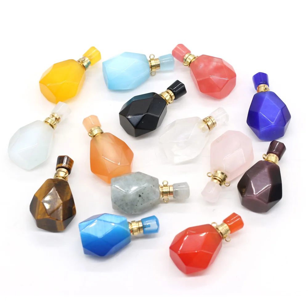 Natural Stone Perfume Bottle Pendant Natural Cat Eye's Tiger Eye Stone Essential Oils Bottle Pendants for Jewelry DIY Necklace
Natural Stone Perfume Bottle Pendant Natural Cat Eye's Tiger Eye Stone Essential Oils Bottle Pendants for Jewelry DIY Necklace