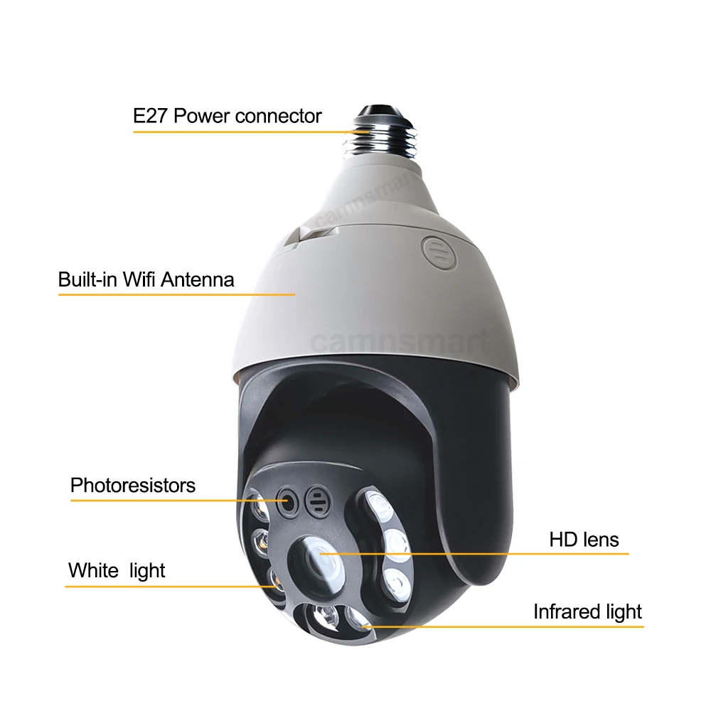 Камера Наружного видеонаблюдения Tuya с лампочсветильник E27 система безопасности