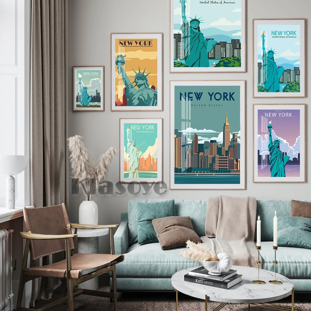New York City Landscape Prints Poster World Travel Canvas Painting Vintage Tourist Map Wall Picture Modern Bedroom Home Decor
New York City Landscape Prints Poster World Travel Canvas Painting Vintage Tourist Map Wall Picture Modern Bedroom Home Decor