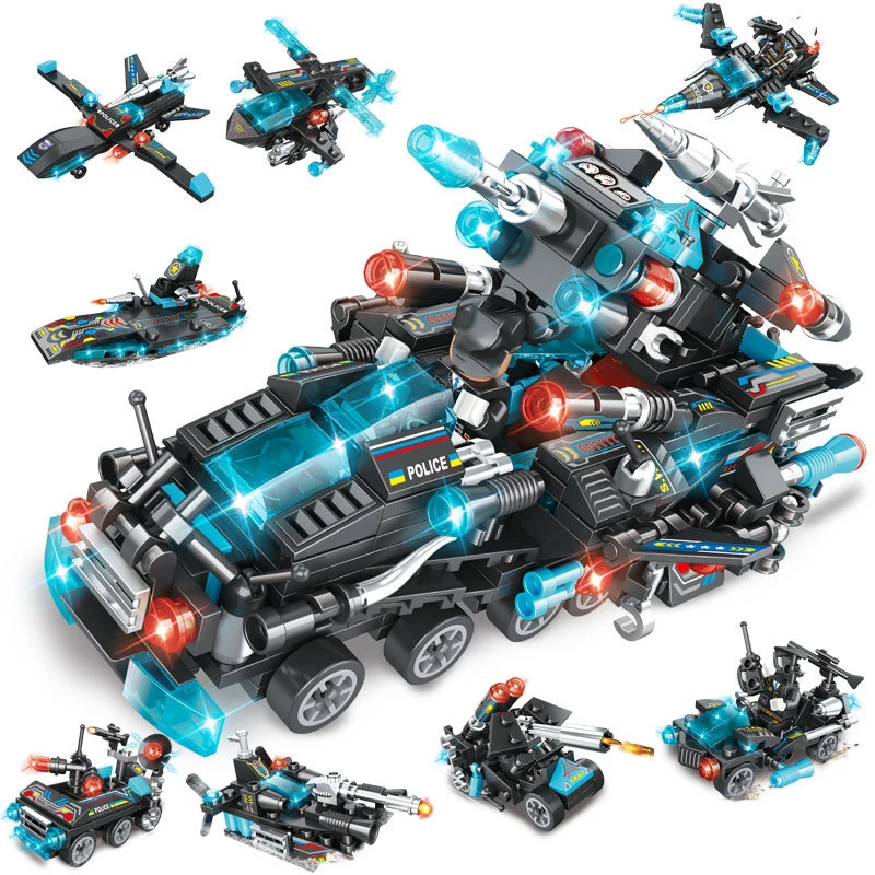 485+PCS 8 IN 1 City SWAT Armored Vehicle Building Blocks Plane Tank Fighter Model Collectibles for Boys
485+PCS 8 IN 1 City SWAT Armored Vehicle Building Blocks Plane Tank Fighter Model Collectibles for Boys