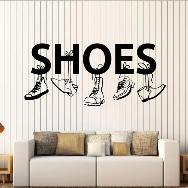 Фото Магазин обуви модные женские наклейки на стену для девушек украшения магазин