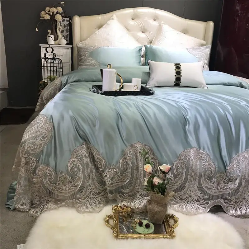 35 Luxury Romantic Lace Embroidery 100S Silk Cotton Wedding Bedding Set Duvet Cover Bed sheet Pillowcases 4pcs
35 Luxury Romantic Lace Embroidery 100S Silk Cotton Wedding Bedding Set Duvet Cover Bed sheet Pillowcases 4pcs