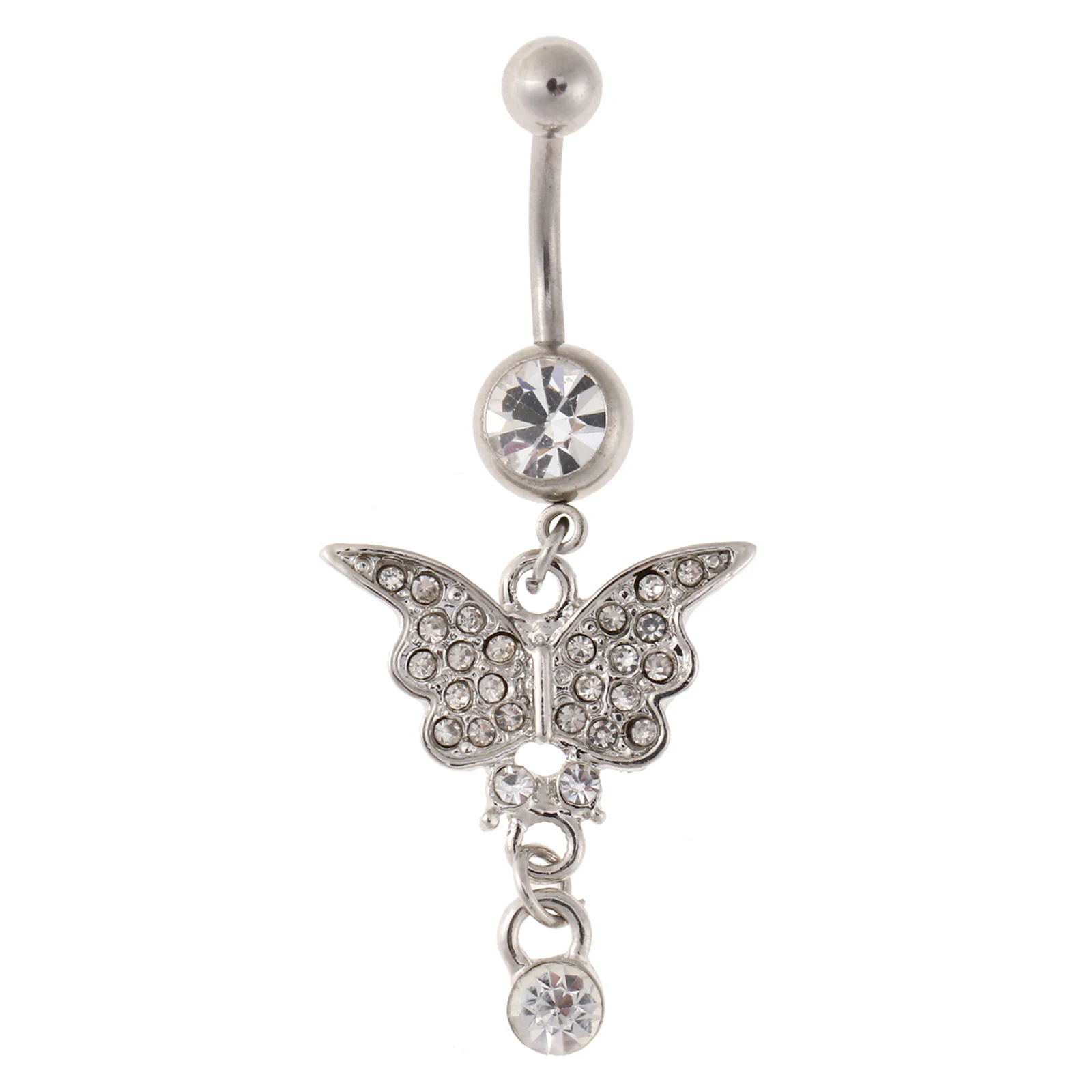Womens Belly Button Rings Stainless Steel Curved Rod Belly Button Rings Butterfly Pendant with Diamonds Jewelry Bodies Jewelry
Womens Belly Button Rings Stainless Steel Curved Rod Belly Button Rings Butterfly Pendant with Diamonds Jewelry Bodies Jewelry