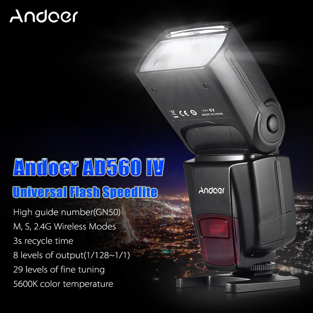 Универсальная Беспроводная вспышка Andoer AD560 IV 2 4G для камеры ведомая Speedlite GN50 *