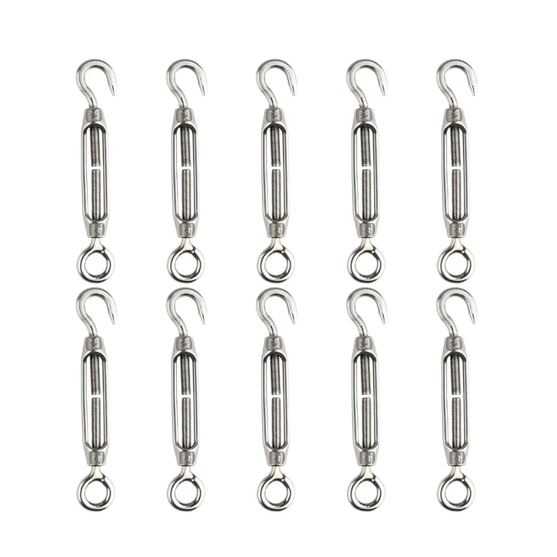 10Pcs Stainless Steel Turnbuckle Wire Tensioner Hook & Eye Adjustable Turnbuckle Hooks M4 Wire Rope Tension Draw-in Bolt
10Pcs Stainless Steel Turnbuckle Wire Tensioner Hook & Eye Adjustable Turnbuckle Hooks M4 Wire Rope Tension Draw-in Bolt