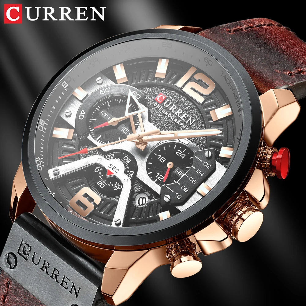 CURREN Quartz Watch for Men Top Brand Luxury Fashion Military Leather Wristwatch Sports Chronograph watches man Relogio
CURREN Quartz Watch for Men Top Brand Luxury Fashion Military Leather Wristwatch Sports Chronograph watches man Relogio