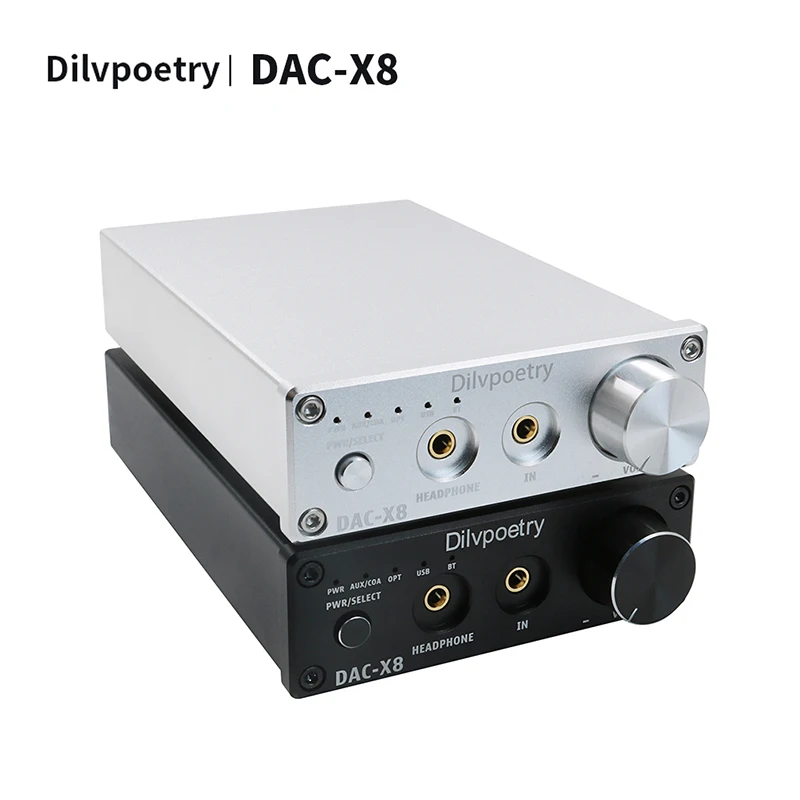 

Dilvpoetry DAC-X8 Bluetooth Decoder CM6642+CS8416+CS4398+TPA6120+OPA2134+OP275+QCC3008 Fiber coaxial AUX USB Headphone Amplifier