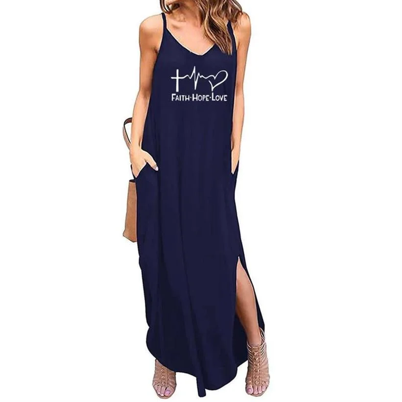 Faith Hope Love Sundress Women's Dresses Za 2022 y2k Maxi Dress Sleeveless V-neck Sling Slit Beach Blouse Long Skirt With Pocket
Faith Hope Love Sundress Women's Dresses Za 2022 y2k Maxi Dress Sleeveless V-neck Sling Slit Beach Blouse Long Skirt With Pocket