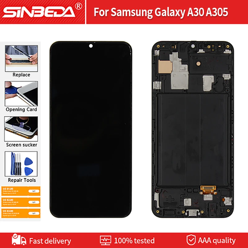 Super AMOLED For Samsung Galaxy A30 A305 A305F A305G LCD Display Touch Screen Digitizer For Samsung A30 LCD Screen Replacement
Super AMOLED For Samsung Galaxy A30 A305 A305F A305G LCD Display Touch Screen Digitizer For Samsung A30 LCD Screen Replacement