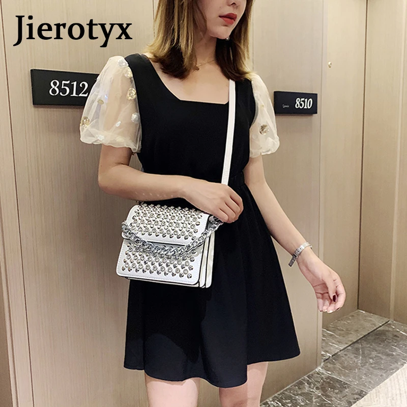 JIEROTYX женская сумка 2019 новая трендовая с заклепками модная через плечо цепочкой