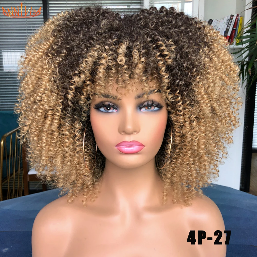 Short Afro Kinky Curly Wigs With Bangs For Black Women Synthetic Glueless Red Blue Purple Wig Heat Resistant Cosplay Wigs
Short Afro Kinky Curly Wigs With Bangs For Black Women Synthetic Glueless Red Blue Purple Wig Heat Resistant Cosplay Wigs