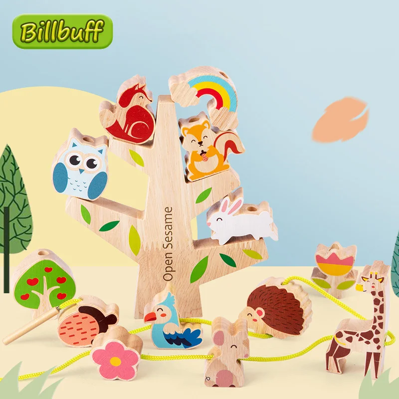 

Montessori Детские деревянный укладки баланс мультфильм животных джунглей строительный блок игрушка с принтом «разноцветные блоки баланс игры ...