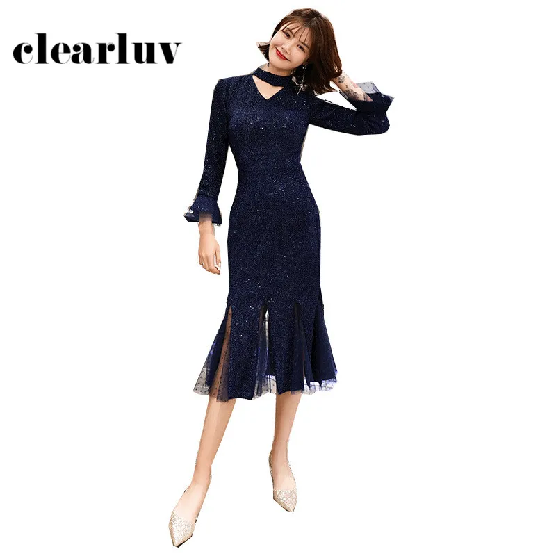 Mermaid Sequined Women Party Dresses DR356 Navy Blue Shining Vestido De Fiesta High Collar Prom Dress Long Sleeve Elegant Gowns
Mermaid Sequined Women Party Dresses DR356 Navy Blue Shining Vestido De Fiesta High Collar Prom Dress Long Sleeve Elegant Gowns