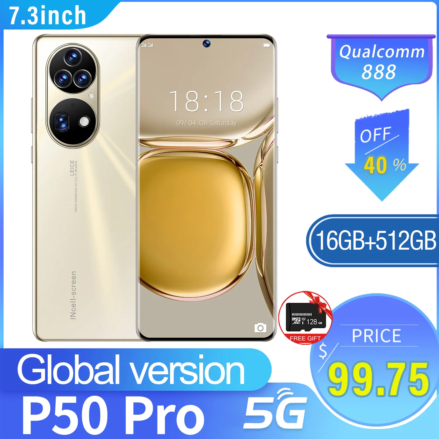 Global Version 7.3inch P50 Pro Smartphone 16+512GB 36MP+64MP Dual SIM 5G Networkphone Android12.0 Support Google Play Wifi Phone
Global Version 7.3inch P50 Pro Smartphone 16+512GB 36MP+64MP Dual SIM 5G Networkphone Android12.0 Support Google Play Wifi Phone