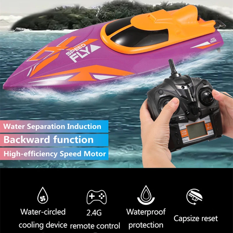 Pointed High Speed RC Boat 30KM/H 150M Capsize Reset Cooling Device Water Separation Sensor Back Function Waterproof RC Boat Toy
Pointed High Speed RC Boat 30KM/H 150M Capsize Reset Cooling Device Water Separation Sensor Back Function Waterproof RC Boat Toy