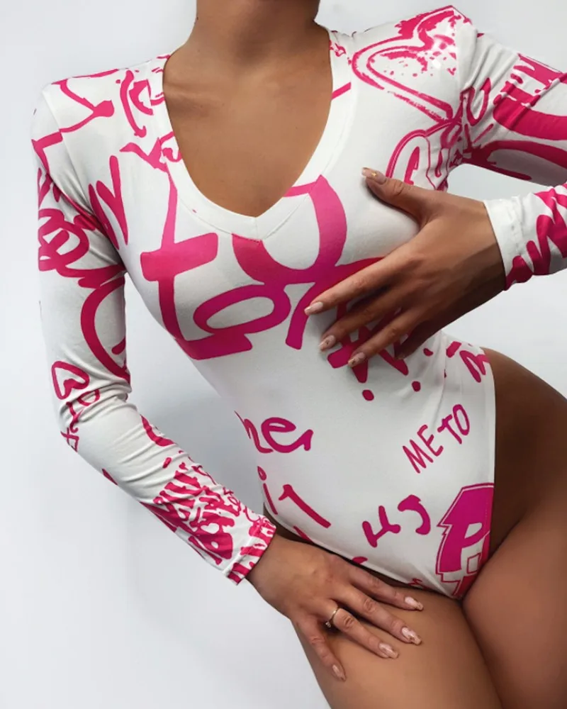 Jumpsuit Women's Fashion Letter Print Long Sleeve Skinny Bodysuit One Piece Pants Summer Vacation One Piece Pants Women's
Jumpsuit Women's Fashion Letter Print Long Sleeve Skinny Bodysuit One Piece Pants Summer Vacation One Piece Pants Women's