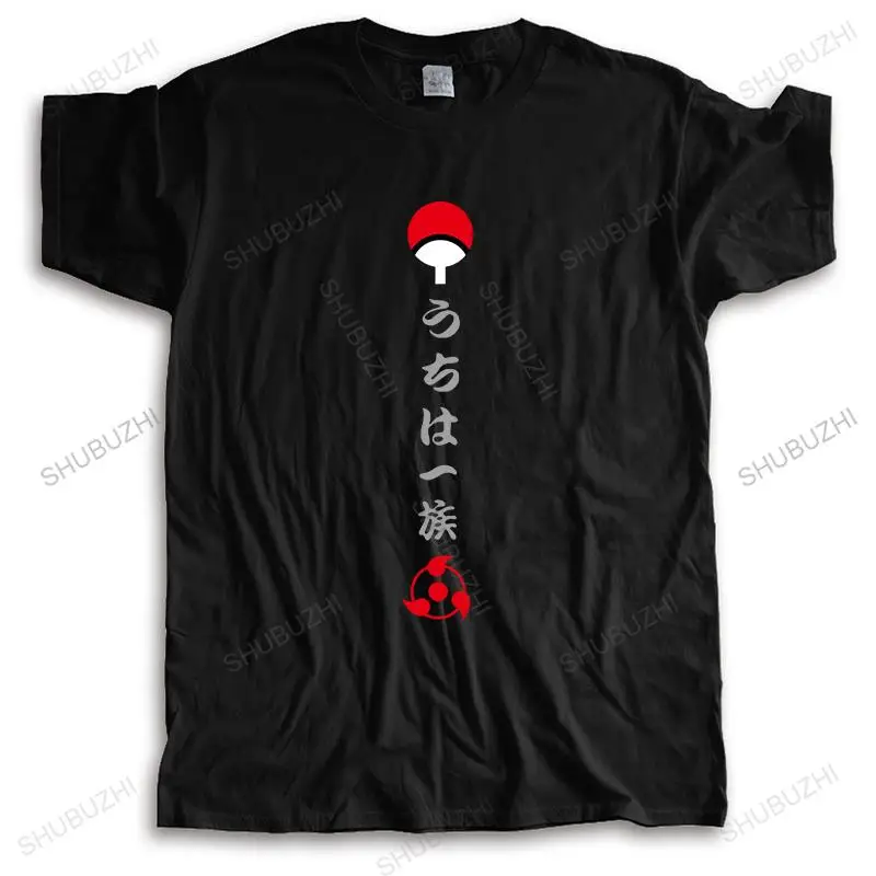Мужские топы с круглым вырезом Модная хлопковая футболка аниме Sasuke Uchiha мужская