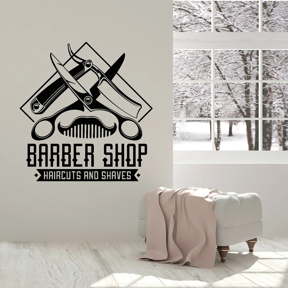Barbershop Wall Decal Haircuts and Shaves Lettering Barber Tools Man Hair Shop Interior Decor Vinyl Window Stickers Mural E122
Barbershop Wall Decal Haircuts and Shaves Lettering Barber Tools Man Hair Shop Interior Decor Vinyl Window Stickers Mural E122