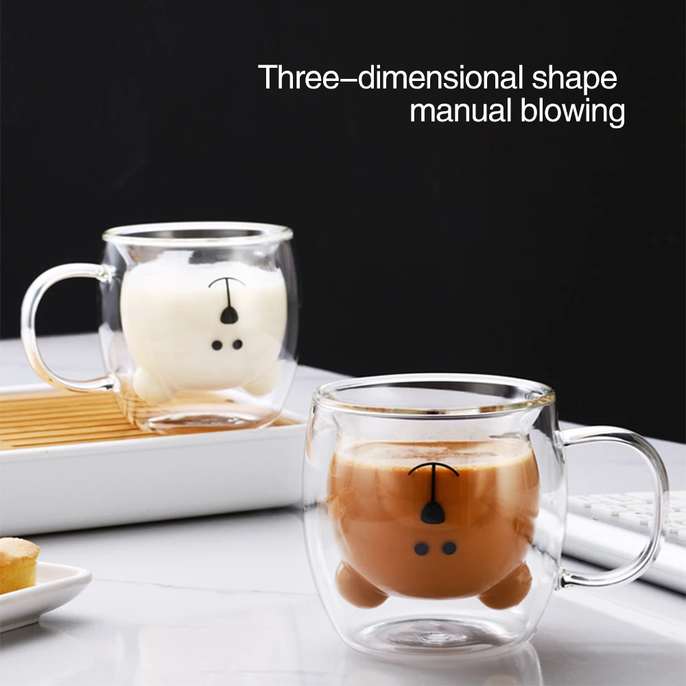 250ML 2-Tier 3D Creative Glass Mug Lovely Bear Innovative Beer Glasses Heat-resistant Double Wall Coffee Cup Milk Juice Mug
250ML 2-Tier 3D Creative Glass Mug Lovely Bear Innovative Beer Glasses Heat-resistant Double Wall Coffee Cup Milk Juice Mug
