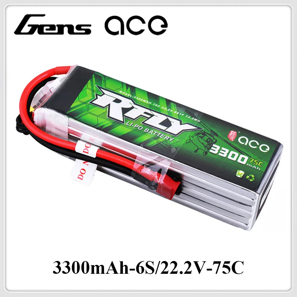 Gens ace RFLY 3300mAh 6S 22.2V 75C Max 150C Lipo Battery with XT60 Dean T Plug for Traxxas Boat Heli Fixed Wing Drone Airplane
Gens ace RFLY 3300mAh 6S 22.2V 75C Max 150C Lipo Battery with XT60 Dean T Plug for Traxxas Boat Heli Fixed Wing Drone Airplane
