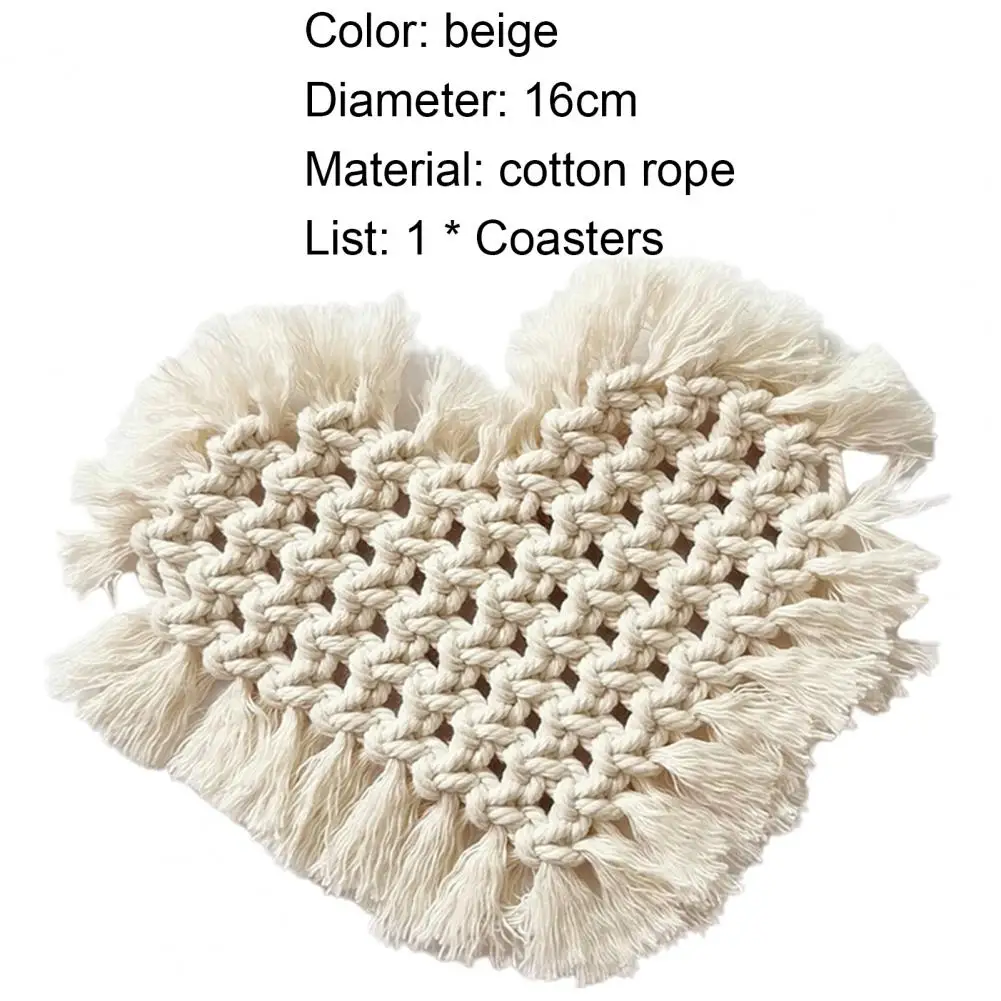 Coaster Heart Shaped Anti-Slip Cotton Rope Mugs Bowl Dining Table Mat for Kitchen 
Coaster Heart Shaped Anti-Slip Cotton Rope Mugs Bowl Dining Table Mat for Kitchen
