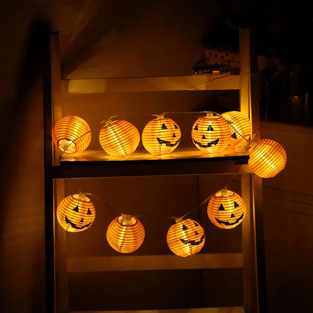 Гирлянда-фонарь в виде тыквы на Хэллоуин, 1,2 м, 10 светодиодов, гирлянда в форме фонаря, уличное и внутреннее украшение для сада Вечерние 
Гирлянда-фонарь в виде тыквы на Хэллоуин, 1,2 м, 10 светодиодов, гирлянда в форме фонаря, уличное и внутреннее украшение для сада Вечерние