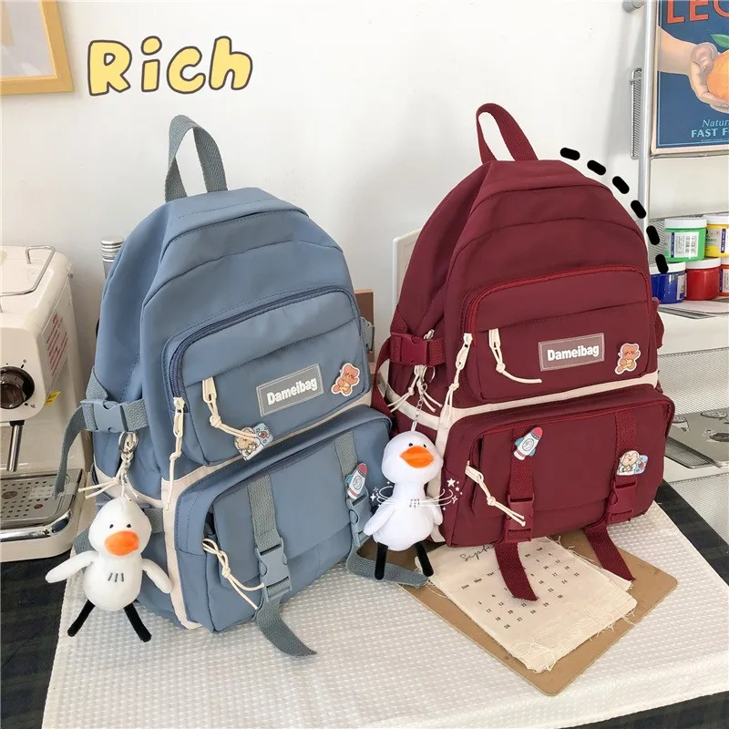 New Women's Backpack Solid Color Backpacks With Many Pockets Nylon School Bags Large-capacity Student School Backpack
New Women's Backpack Solid Color Backpacks With Many Pockets Nylon School Bags Large-capacity Student School Backpack