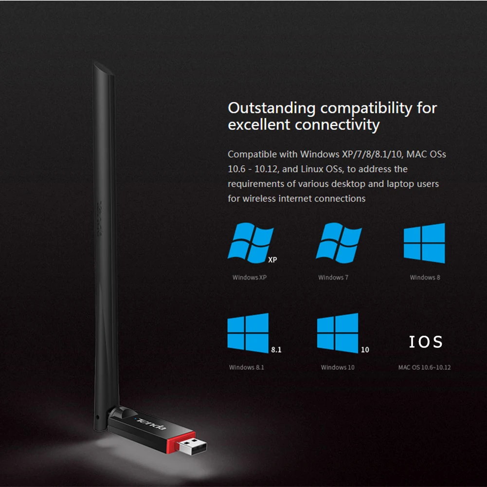 Tenda U6 300Mbps Wireless Network Adapter USB Network Card, Portable Wi-Fi Hotspot, 1*6dBi External Antenna, Station/SoftAP Mode
Tenda U6 300Mbps Wireless Network Adapter USB Network Card, Portable Wi-Fi Hotspot, 1*6dBi External Antenna, Station/SoftAP Mode