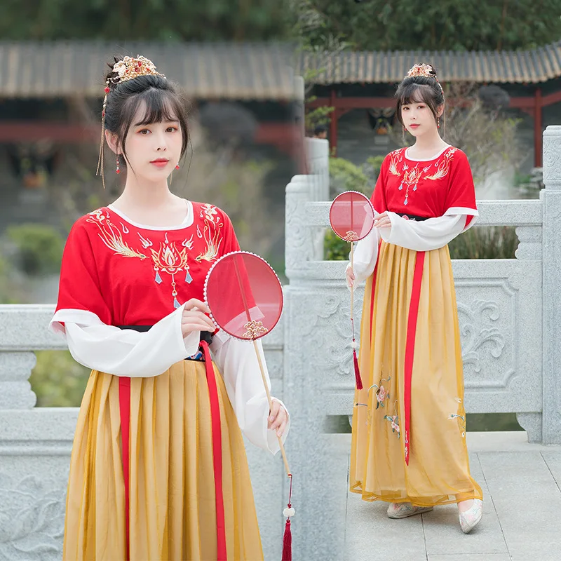 Tang made Phoenix embroidery half arm flat collar embroidered waist length Ru skirt improved daily Chinese clothing
Tang made Phoenix embroidery half arm flat collar embroidered waist length Ru skirt improved daily Chinese clothing