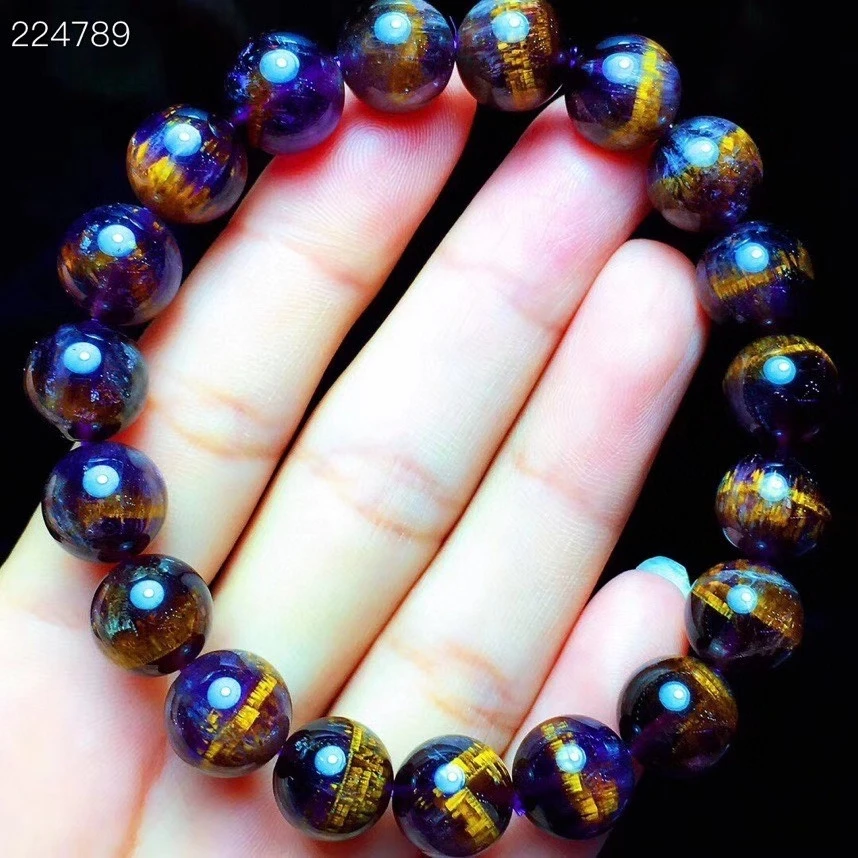 Genuine Natural Gold Cacoxenite Purple Rutilated Quartz Bracelet 10.6mm Women Men Cat Eye Clear Round Beads AAAAAA
Genuine Natural Gold Cacoxenite Purple Rutilated Quartz Bracelet 10.6mm Women Men Cat Eye Clear Round Beads AAAAAA