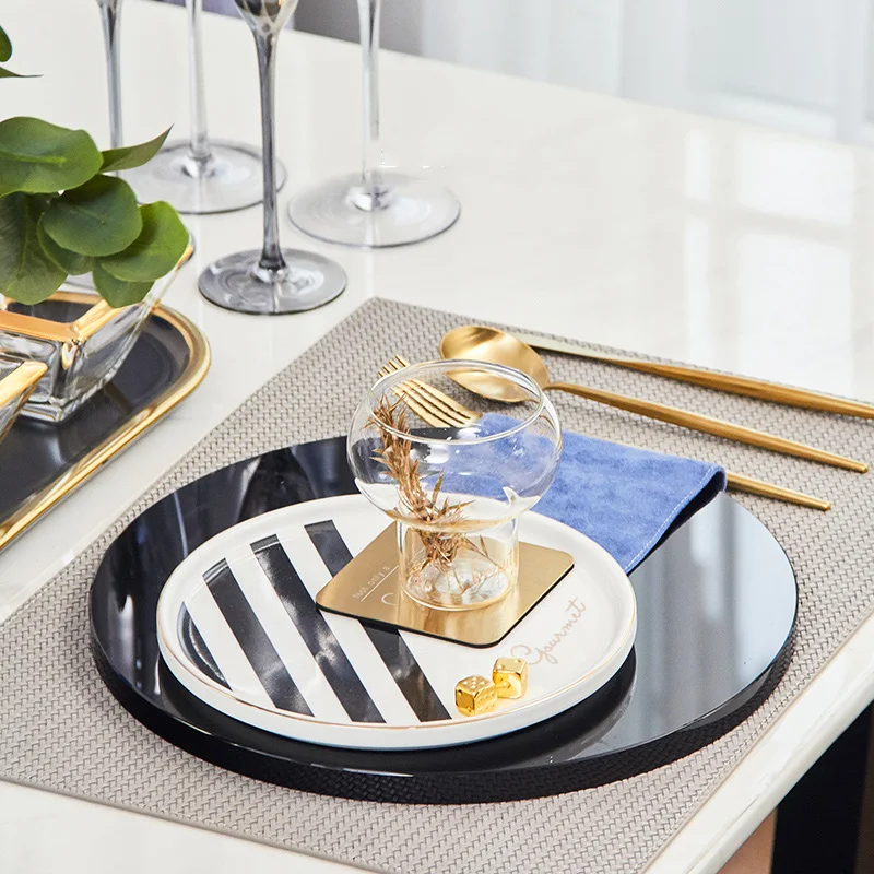 Керамические тарелки с диагональными полосками, черные круглые подложки Хрустальный коврик, домашний декор, посуда, столовая посуда, товар... 
Керамические тарелки с диагональными полосками, черные круглые подложки Хрустальный коврик, домашний декор, посуда, столовая посуда, товар...
