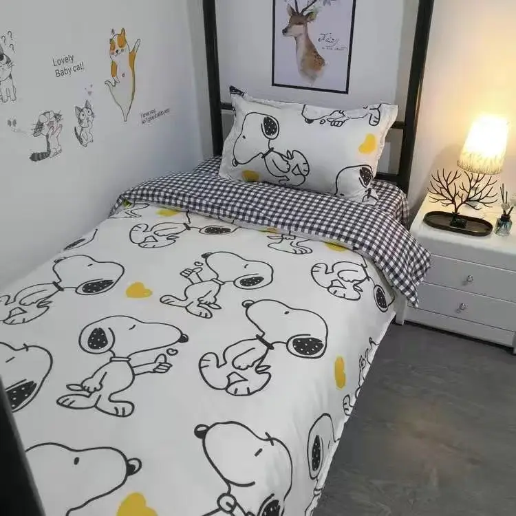 Моющееся одеяло Snoopy с милым мультяшным принтом простыня из четырех частей