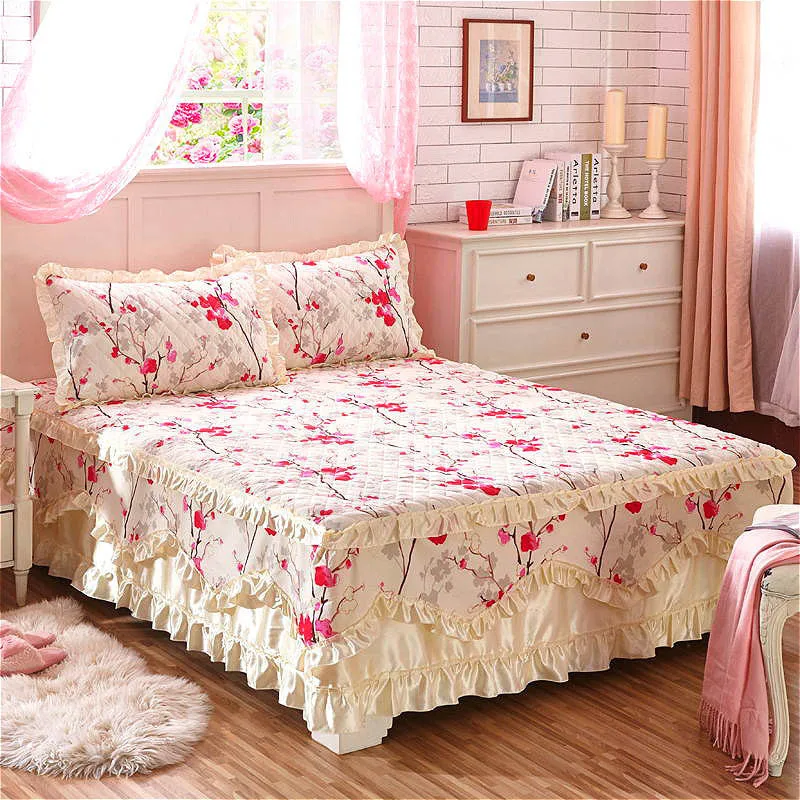 100% Cotton Thicken Quilted Bedspread King Queen Size Princess Lace Bed Skirt Pure Cotton Bed Cover Not Including Pillowcase
100% Cotton Thicken Quilted Bedspread King Queen Size Princess Lace Bed Skirt Pure Cotton Bed Cover Not Including Pillowcase