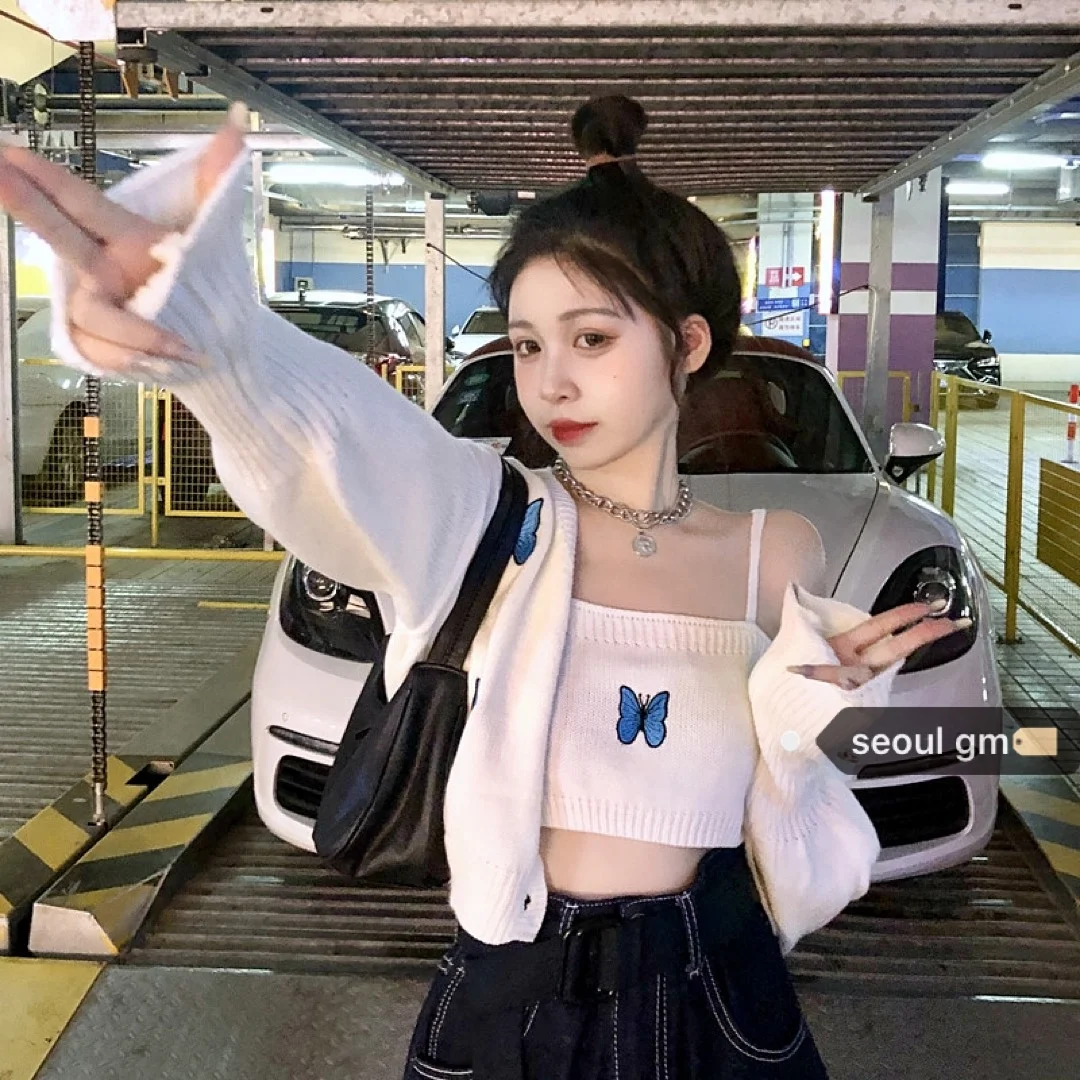 Korean Sweet Cardigan And Vest Style Butterfly Embroidery Thick Thread Knitted Suspender Sweater Short Coat
Korean Sweet Cardigan And Vest Style Butterfly Embroidery Thick Thread Knitted Suspender Sweater Short Coat