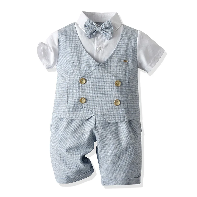 Toddler Baby Boy Clothes 1-5 Years Children Fake Two Bow Shirt with Shorts Outfit for kids Birthday Party Summer Grey Costume
Toddler Baby Boy Clothes 1-5 Years Children Fake Two Bow Shirt with Shorts Outfit for kids Birthday Party Summer Grey Costume