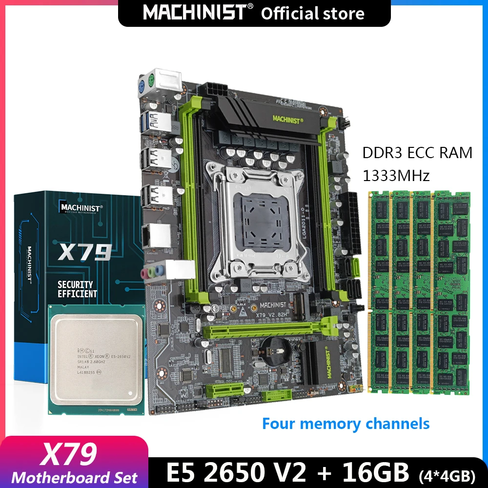 MACHINIST X79 Motherboard Set Kit With LGA 2011 Xeon E5 2650 V2 CPU and 4pcs x 4GB= 16GB DDR3 RAM combos Four channel NVME M.22
MACHINIST X79 Motherboard Set Kit With LGA 2011 Xeon E5 2650 V2 CPU and 4pcs x 4GB= 16GB DDR3 RAM combos Four channel NVME M.22