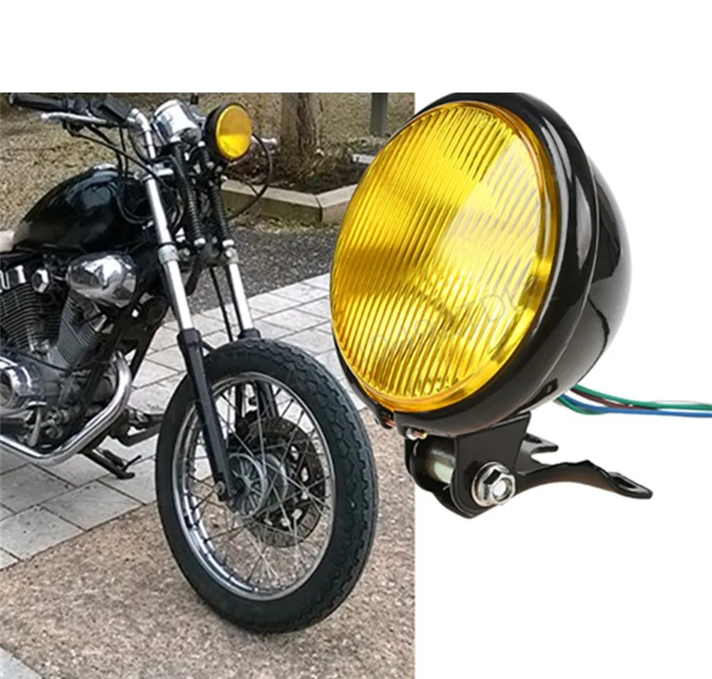 Motorcycle Refitted Metal Headlamp Black Lamp Yellow Glass Headlamp
Motorcycle Refitted Metal Headlamp Black Lamp Yellow Glass Headlamp