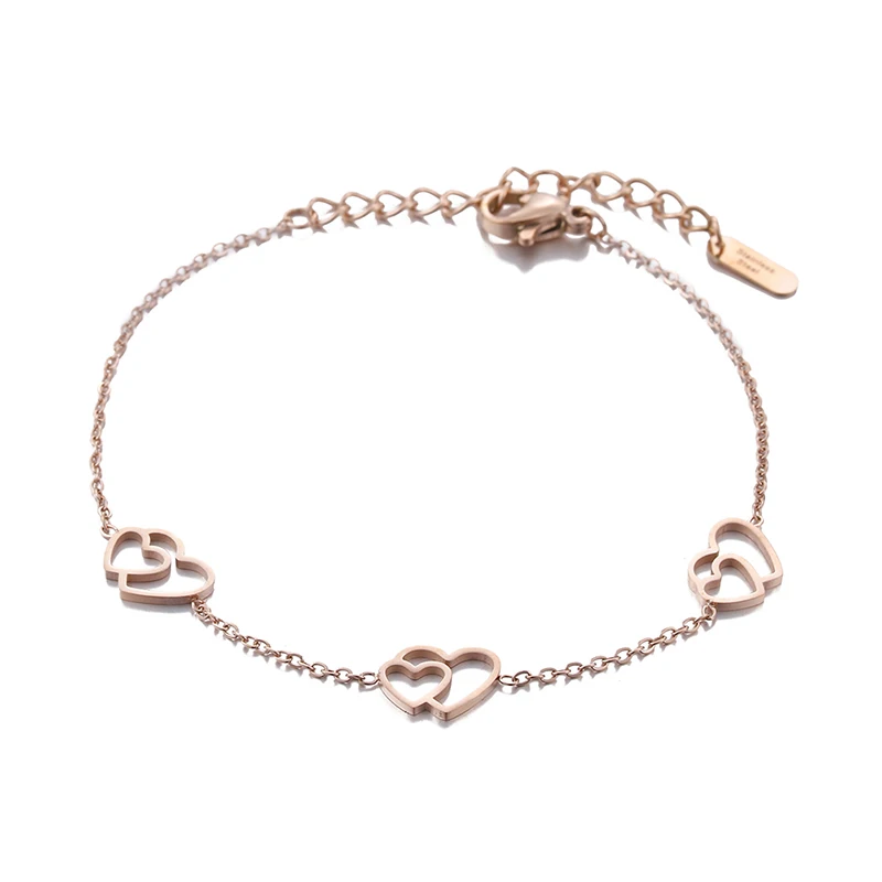 Rose Gold Stainless Steel Double Heart Adjustable Bracelets Bracelet for Men and Women
Rose Gold Stainless Steel Double Heart Adjustable Bracelets Bracelet for Men and Women