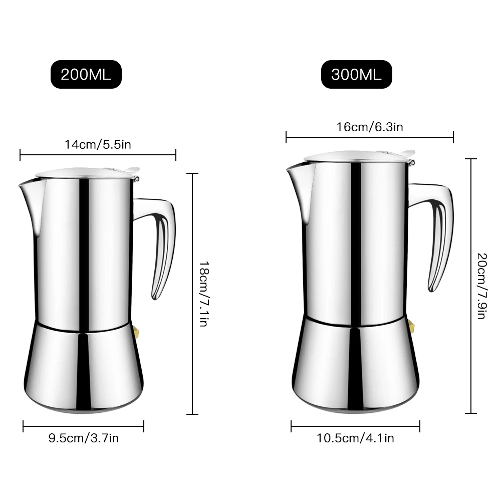Press Coffee Maker 200ml/300ml Stainless Steel Mocha Pot Changeable Silicone Ring Espresso Stove Portable Cafetiere Tableware
Press Coffee Maker 200ml/300ml Stainless Steel Mocha Pot Changeable Silicone Ring Espresso Stove Portable Cafetiere Tableware