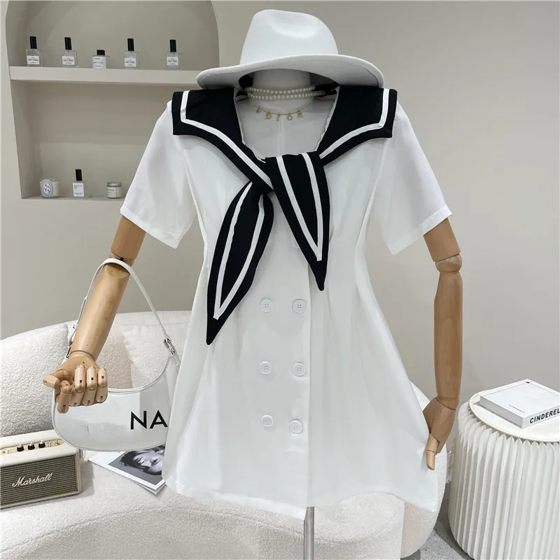 Women's Spring Summer 2021 Fashion Design Short sleeve Sailor collar shirt skirt
Women's Spring Summer 2021 Fashion Design Short sleeve Sailor collar shirt skirt