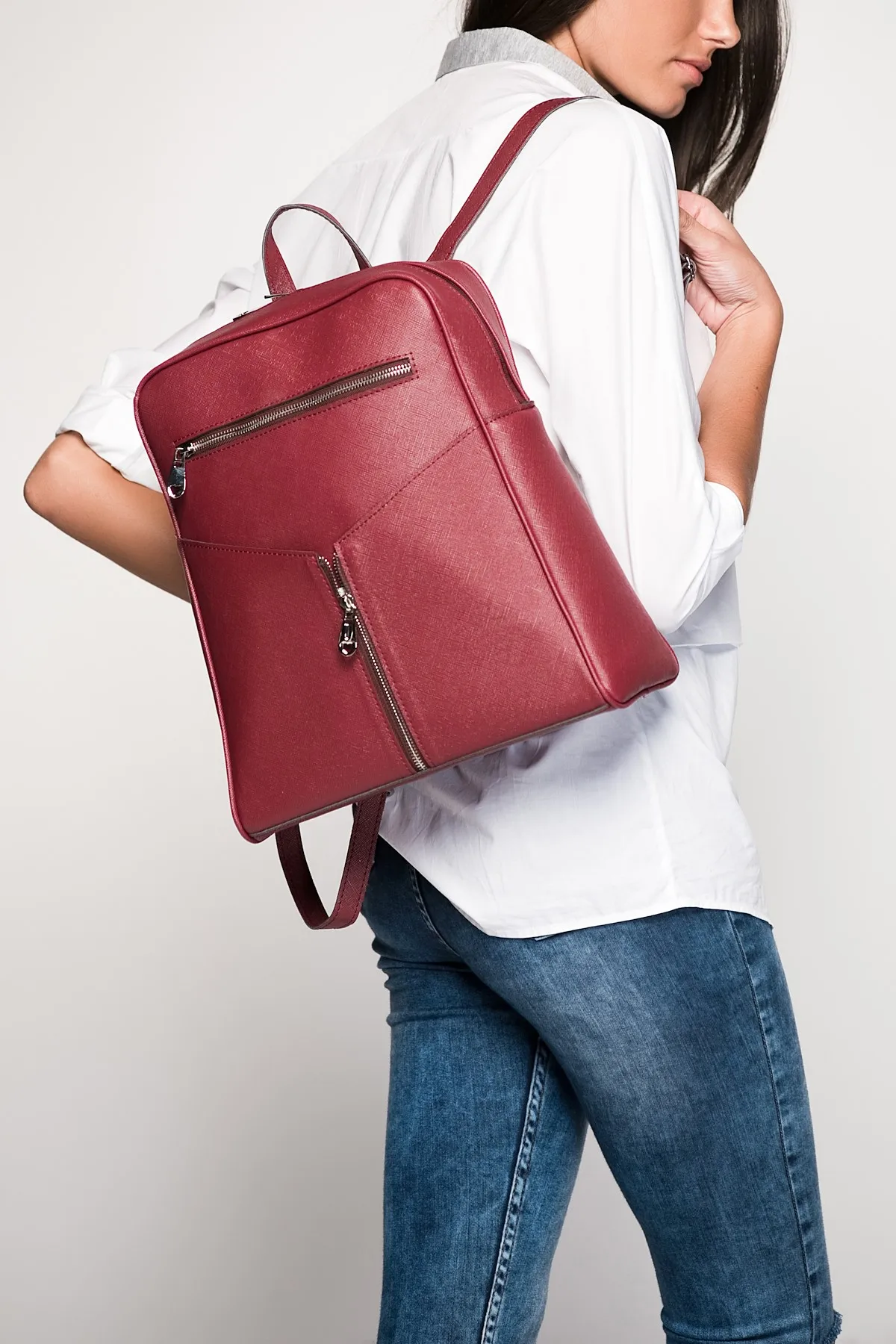 

Женский темно-бордовый рюкзак 2021, модный трендовый водонепроницаемый кожаный повседневный рюкзак на плечевом ремне для путешествий и школ...