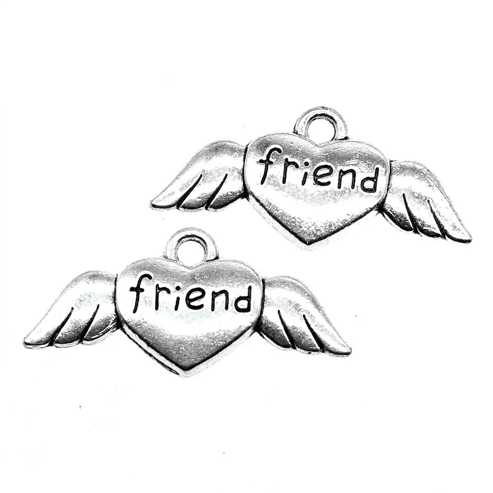 Charms For Jewelry Making 5pcs Friends Heart Angel Wings Charms 26x12mm Antique Silver Planted
Charms For Jewelry Making 5pcs Friends Heart Angel Wings Charms 26x12mm Antique Silver Planted