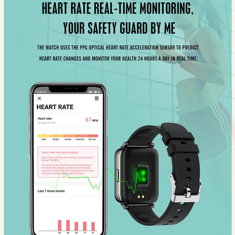 P36 1.69 Inch Large Screen Smartwatch 2021 Call /Message Reminder Heart Rate Monitor Fitness Smart Watch Men Women iOS Android |