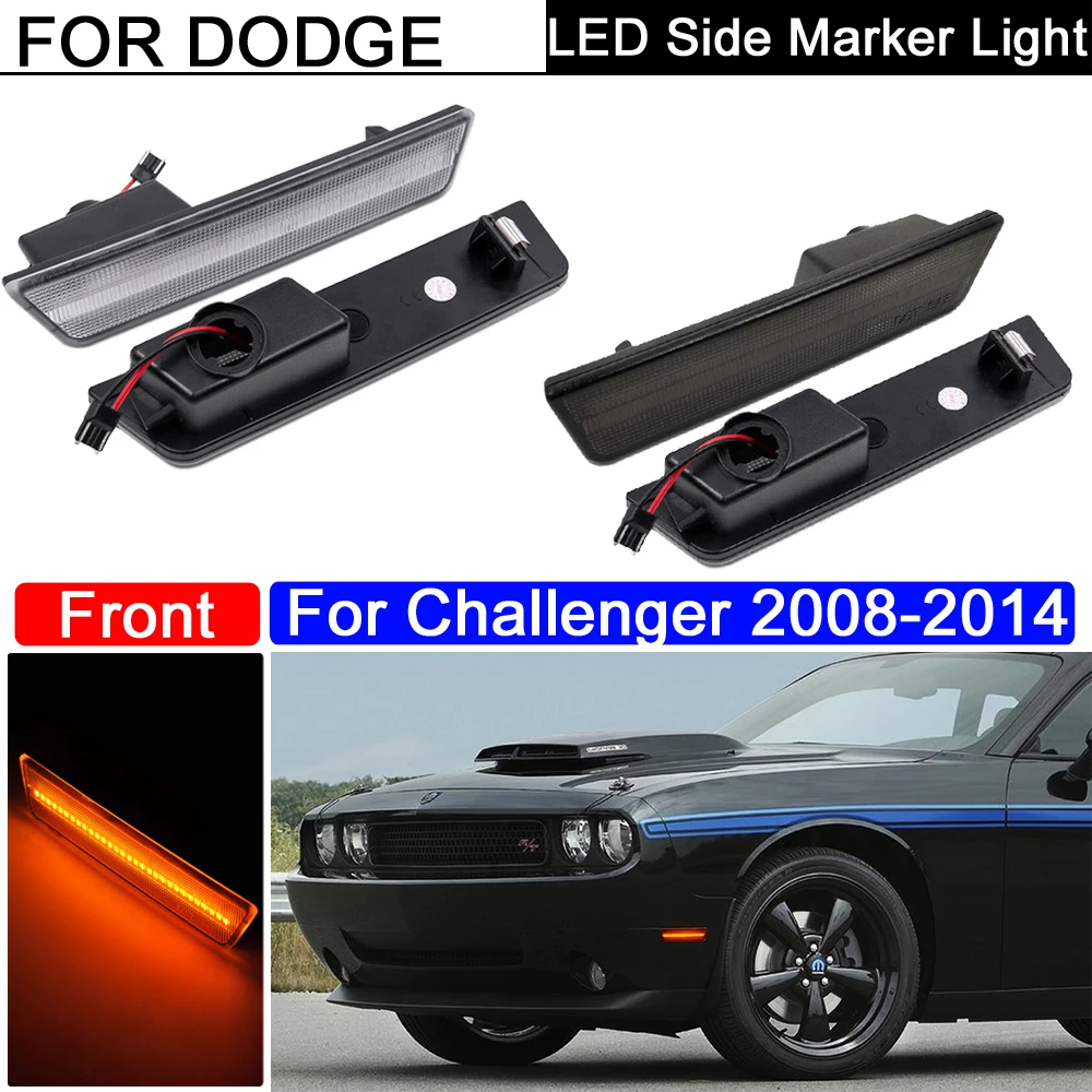 

2Pcs Error Free Front Amber LED Side Fender Reflector Marker Lamp Parking Warning Light For Dodge Challenger 2008-2014