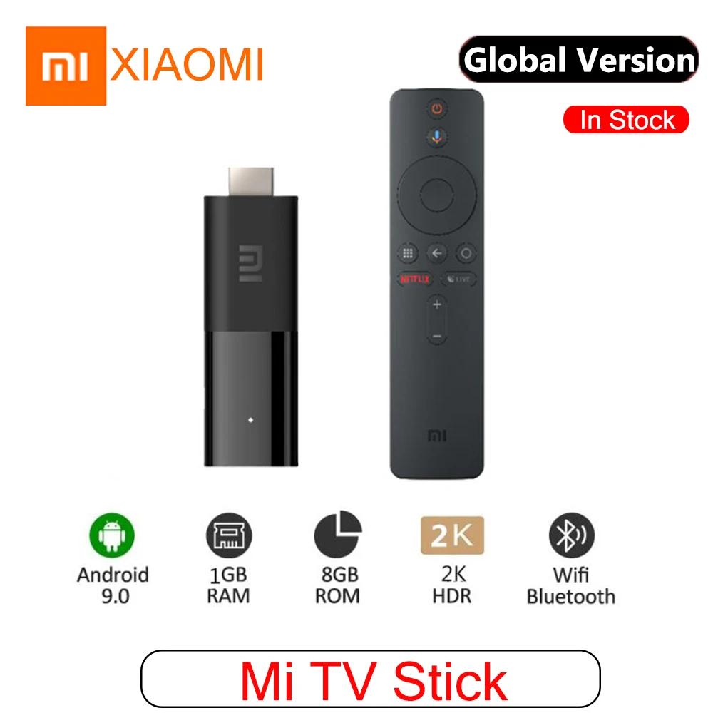 Original Xiaomi Mi TV Stick Smart TV Android 9.0 Wifi Bluetooth Remote Control Quad-core 2K HDR 8GB ROM TV Dongle Support Google
Original Xiaomi Mi TV Stick Smart TV Android 9.0 Wifi Bluetooth Remote Control Quad-core 2K HDR 8GB ROM TV Dongle Support Google