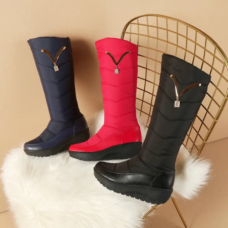 Black Red Blue Down fabric Women Knee High Boots Warm Winter Snow Boots Fashion Slip On Platform Shoes Comfort Flat With Shoes
Black Red Blue Down fabric Women Knee High Boots Warm Winter Snow Boots Fashion Slip On Platform Shoes Comfort Flat With Shoes