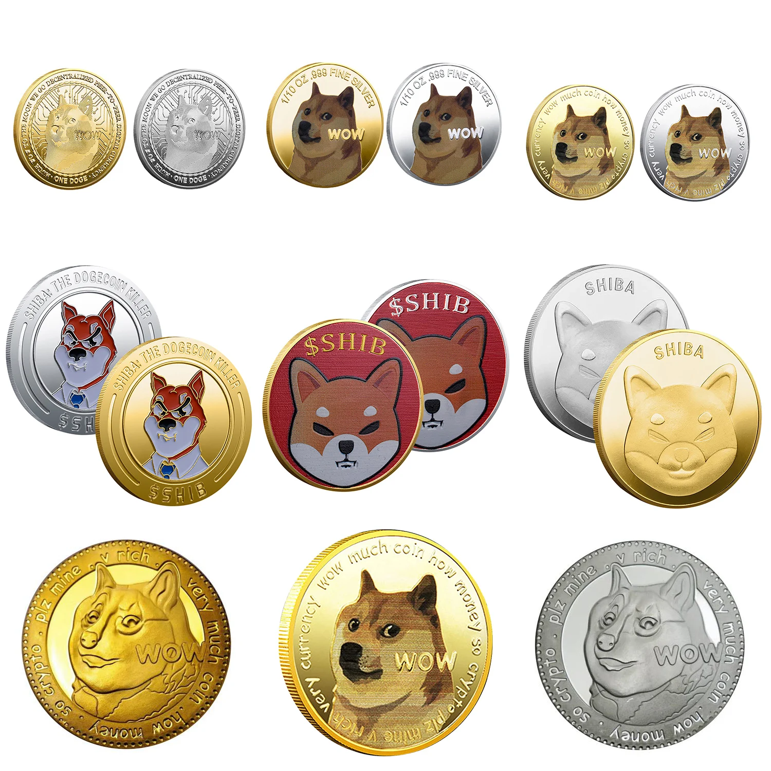 Gold Silver Plated Dog Coins Cute Dog Pattern Commemorative Coin Home Decoration Accessories 
Gold Silver Plated Dog Coins Cute Dog Pattern Commemorative Coin Home Decoration Accessories
